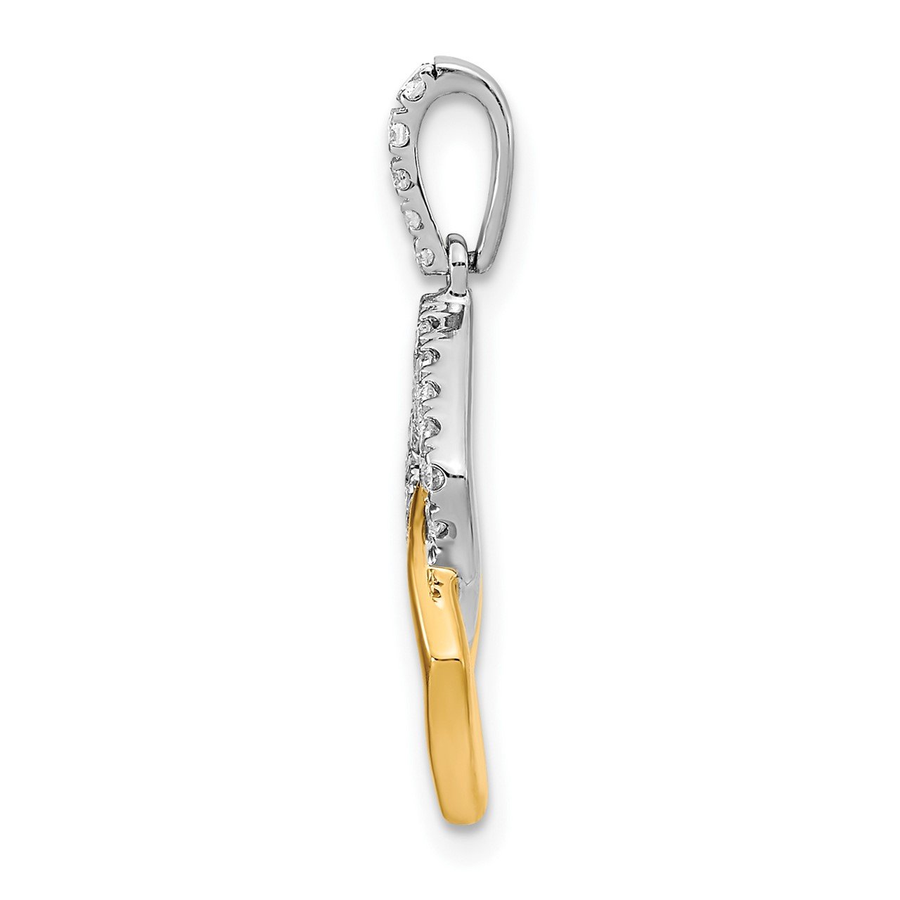 14k Two-tone Diamond Double Square Chain Slide-1