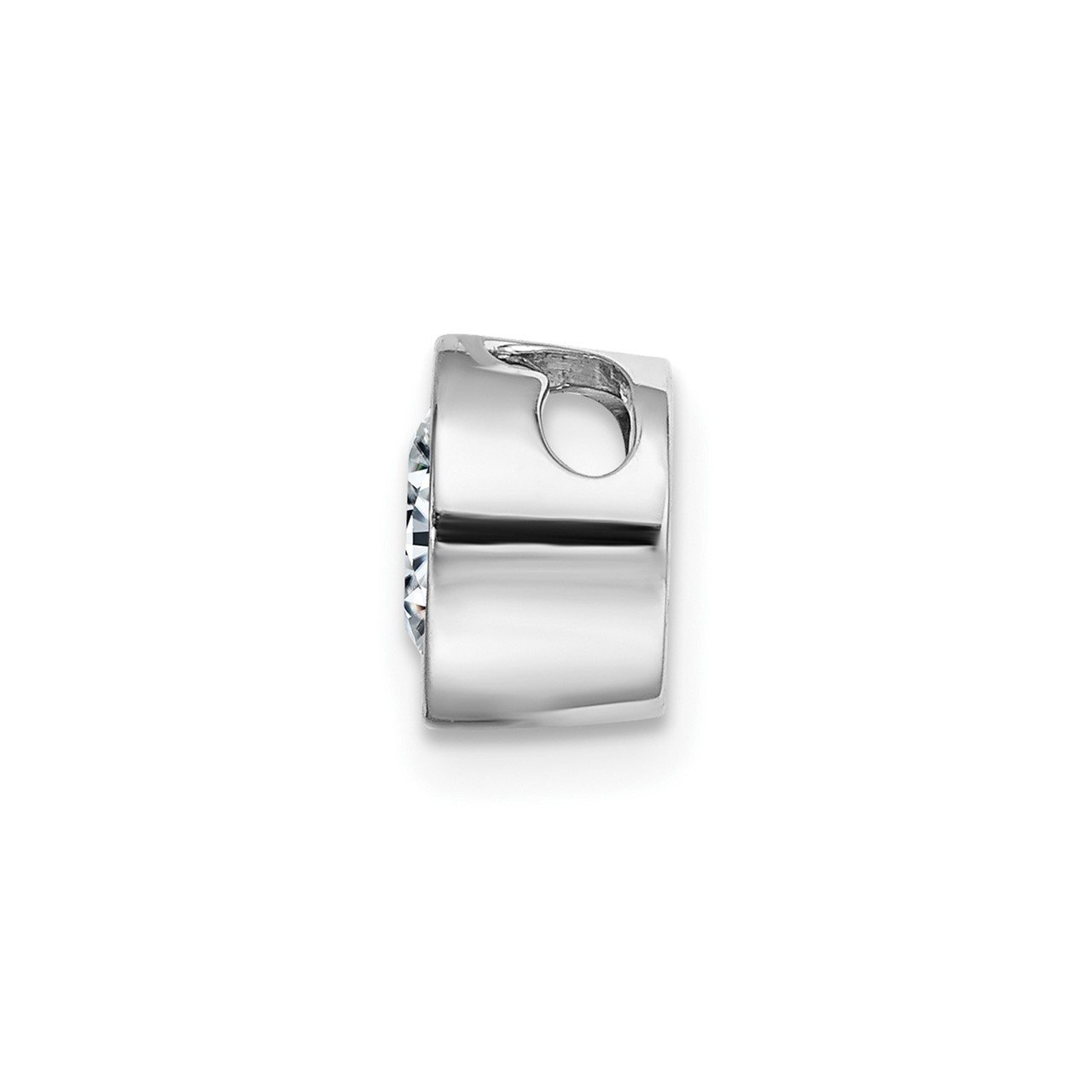 14k White Gold Round Bezel Chain Slide D E F Pure Light Moissanite-1