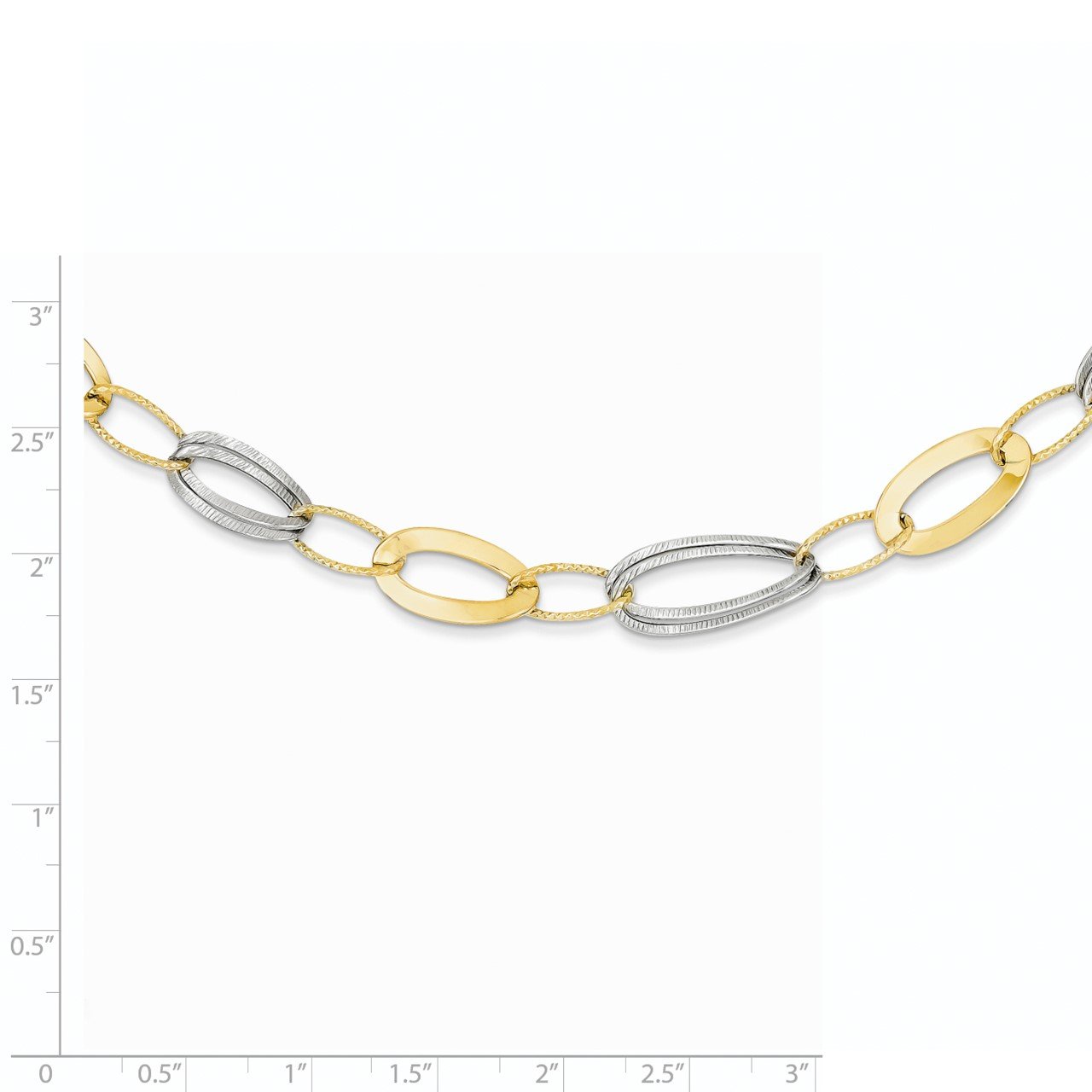 14k Two-tone Polished and Textured Hollow Necklace-1
