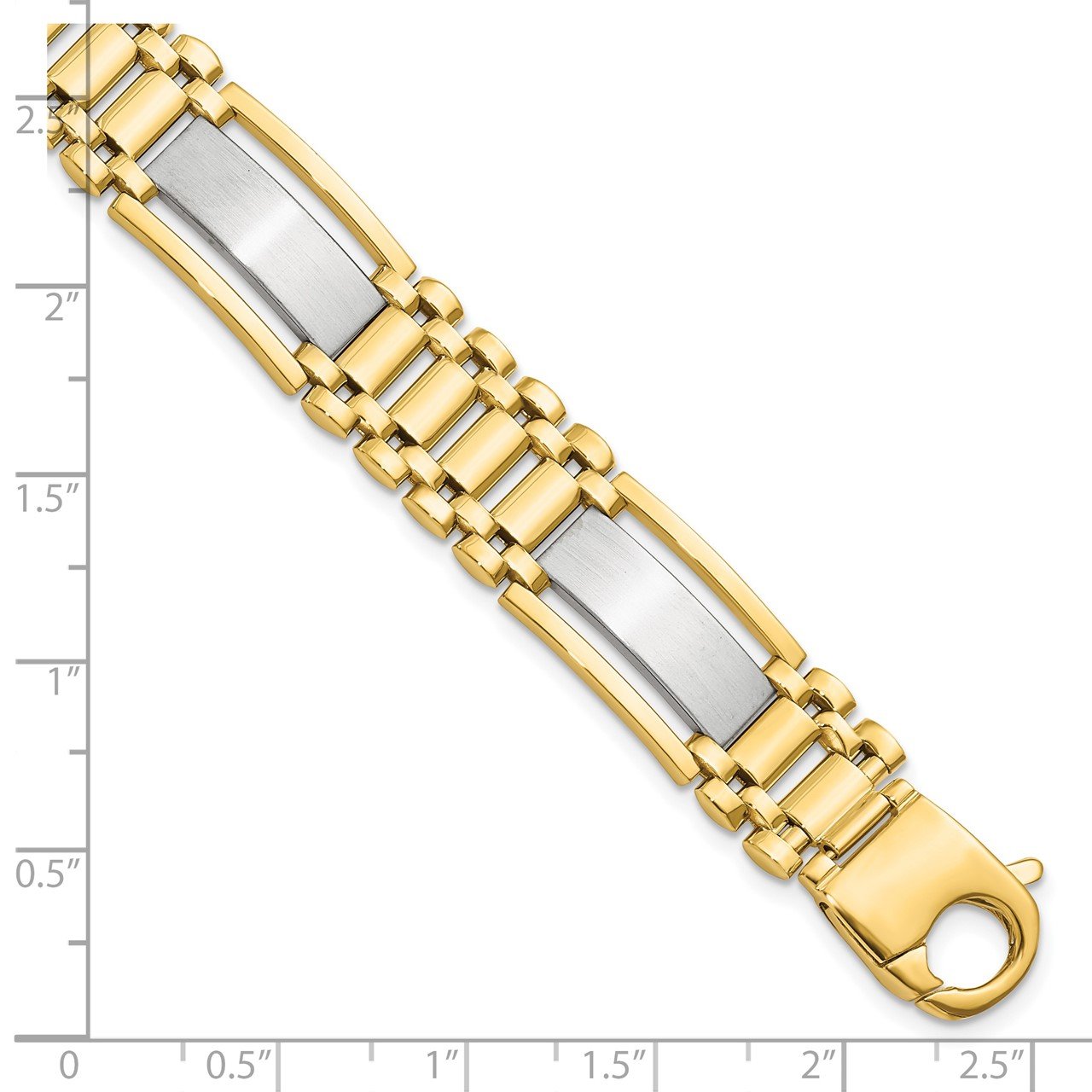 Leslie's 14K Two-tone Polished and Satin Men's Bracelet-2