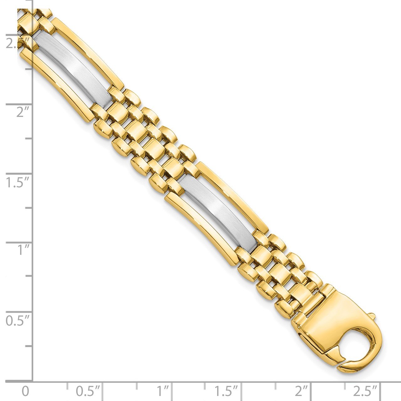 Leslie's 14K Two-tone Polished and Satin Men's Bracelet-2