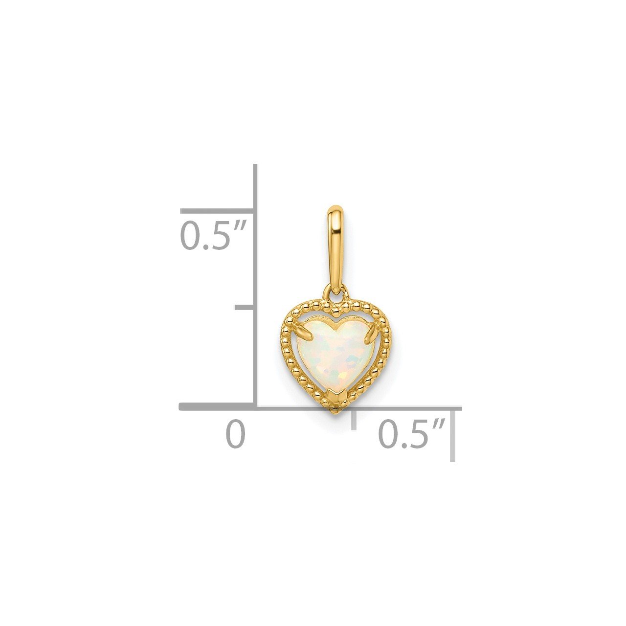 14k Lab Created Opal Heart Pendant-2