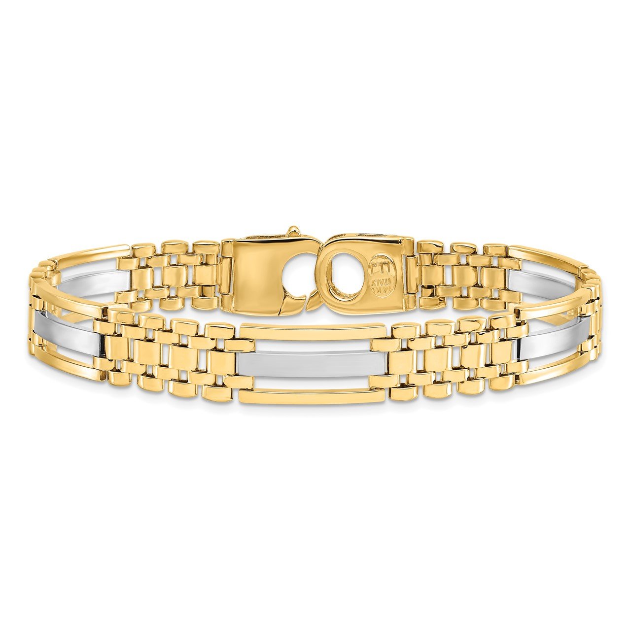 Leslie's 14K Two-tone Polished and Satin Men's Bracelet-3