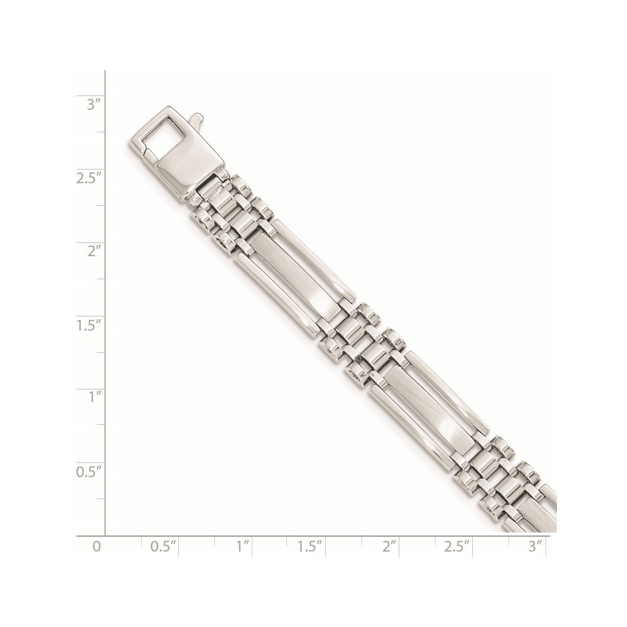 14k Men's White Gold Brushed and Polished Link 8.5in Bracelet-1