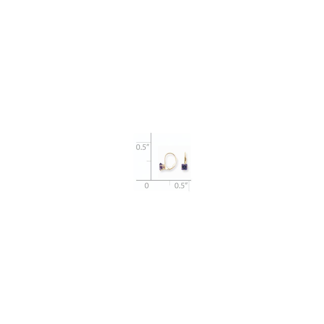 14k 5mm Princess Cut Amethyst Leverback Earrings-1