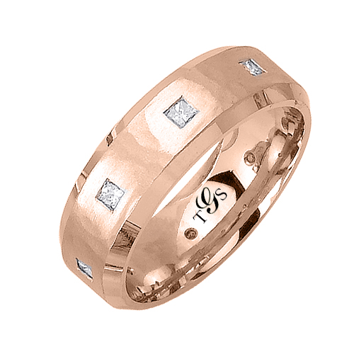 14k White/Yellow/Rose Gold Natural Diamond Unisex Band-3