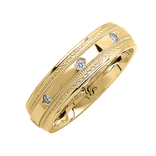 14k White/Yellow/Rose Gold Natural Diamond Unisex Band-3