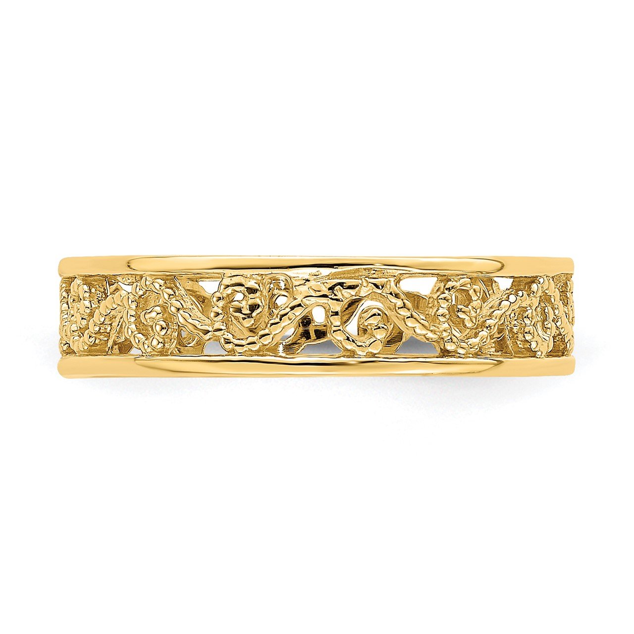 14k Beaded Scroll Cut-Out Band Toe Ring-4
