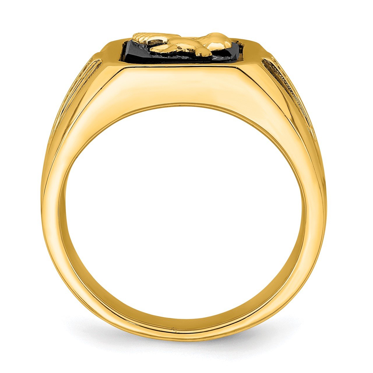 14k Onyx and Diamond Eagle Mens Ring-1