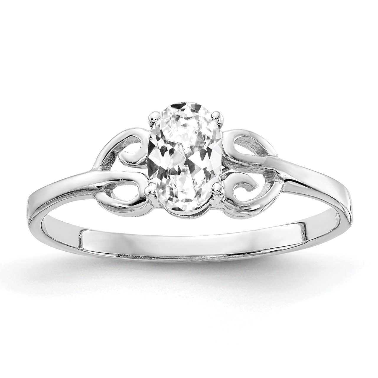 14k White Gold 6x4mm Oval Cubic Zirconia ring