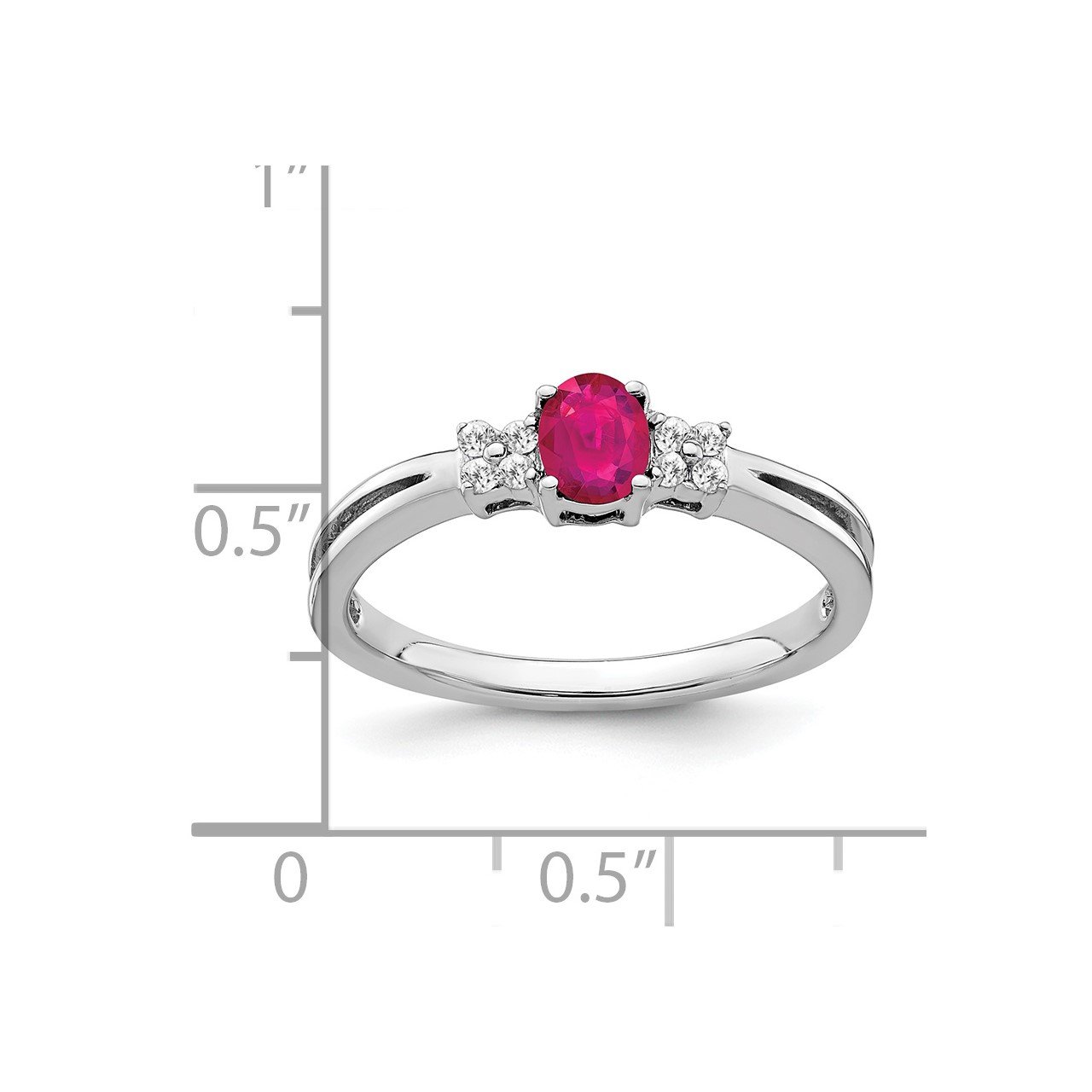 14k White Gold Oval Ruby and Diamond Ring-2
