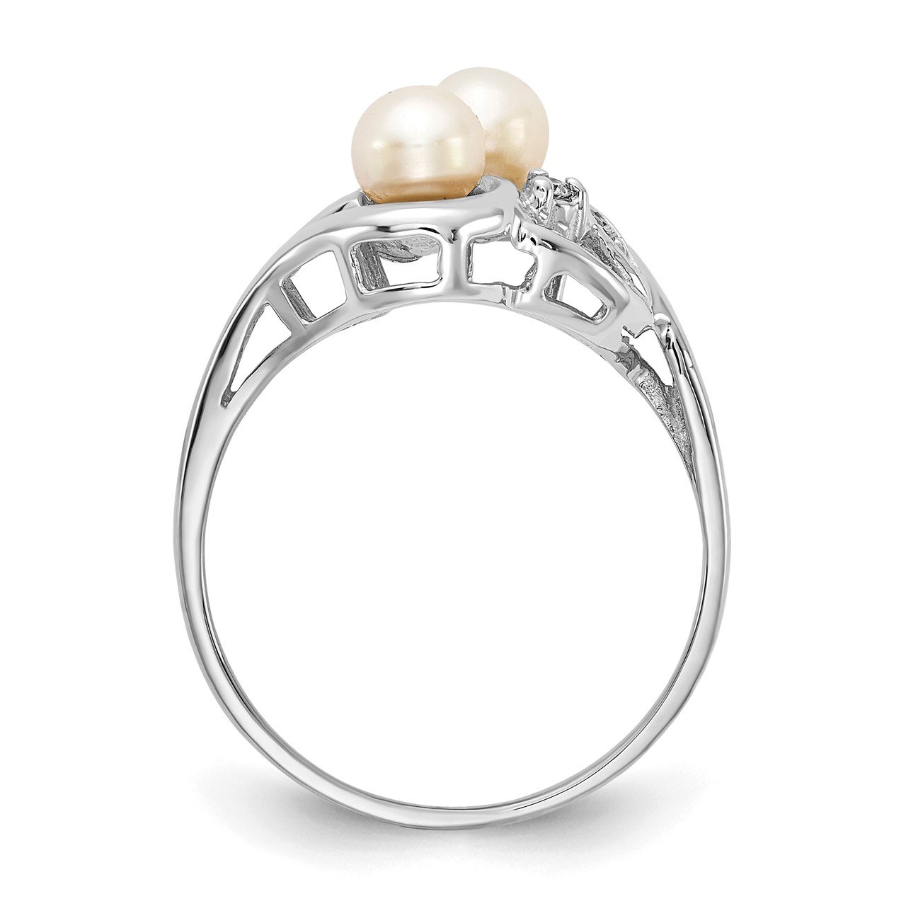 14k White Gold 4.5mm FW Cultured Pearl AAA Diamond ring-1