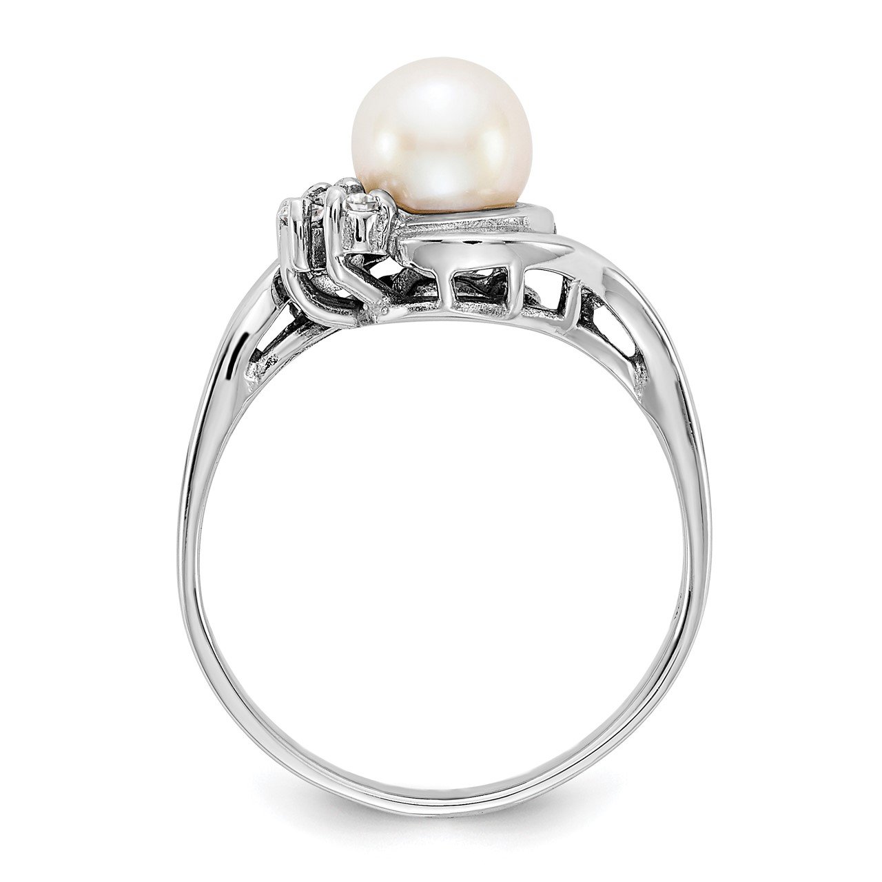 14k 6mm FW Cultured Pearl VS Diamond ring-1