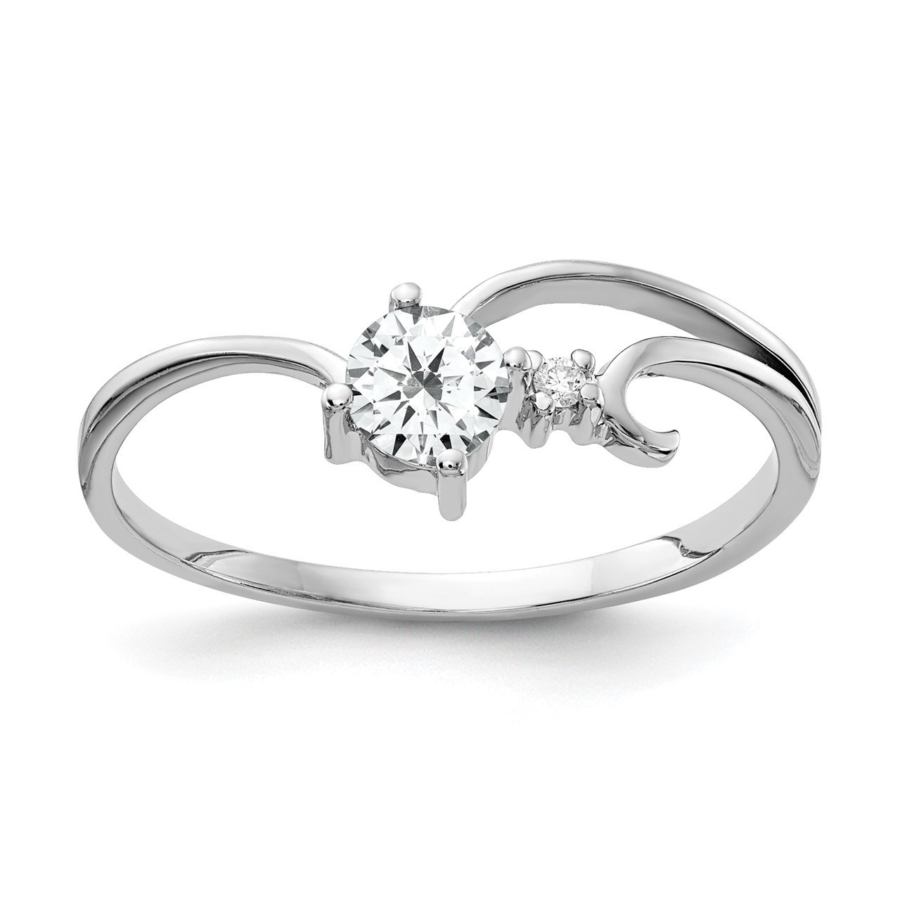 14k White Gold 4mm Cubic Zirconia AAA Diamond ring