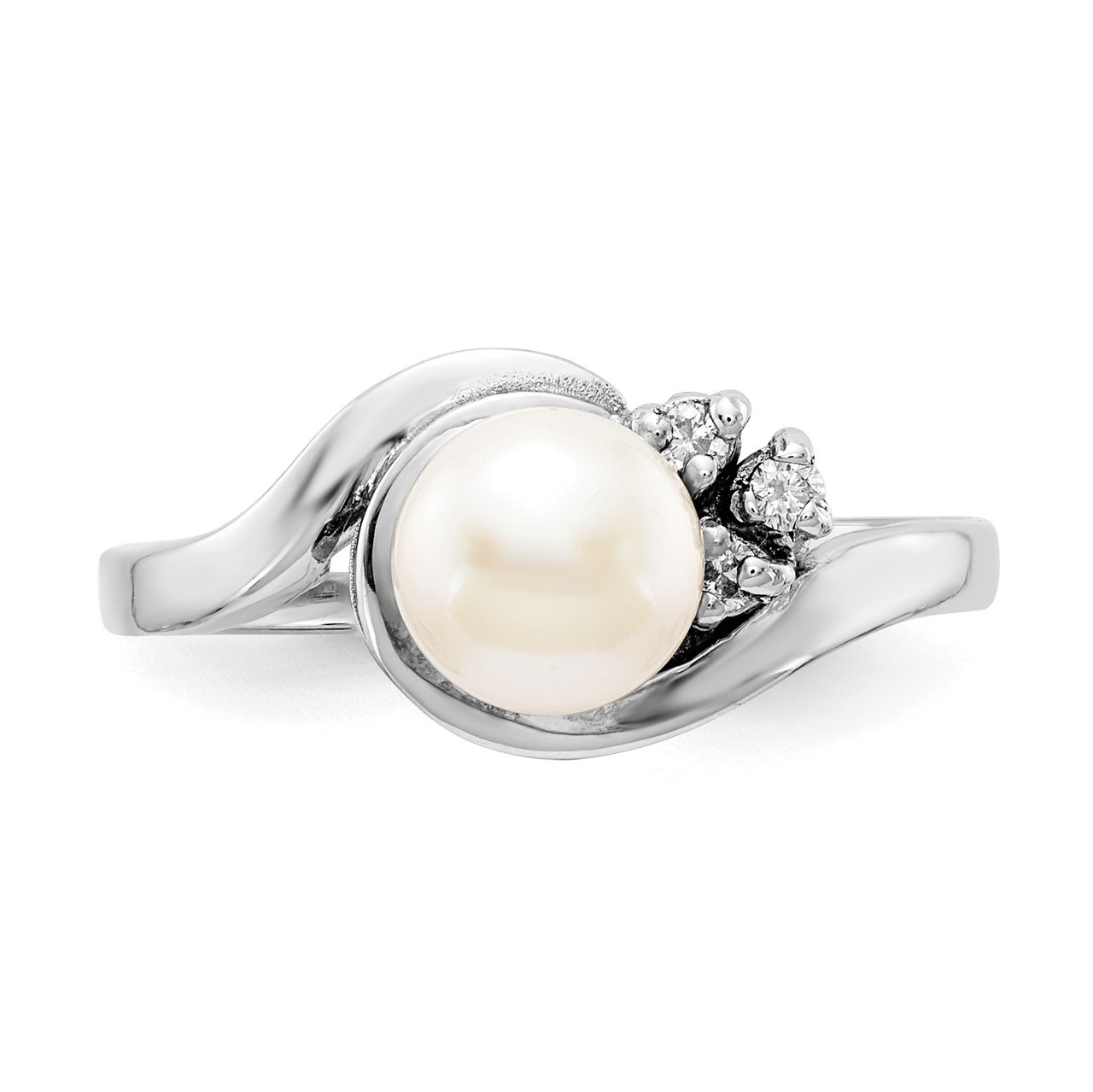 14k 6mm FW Cultured Pearl VS Diamond ring-3