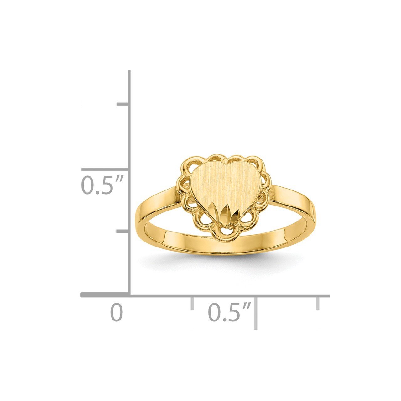 14k 6.5x7.0mm Open Back Heart Signet Ring-4