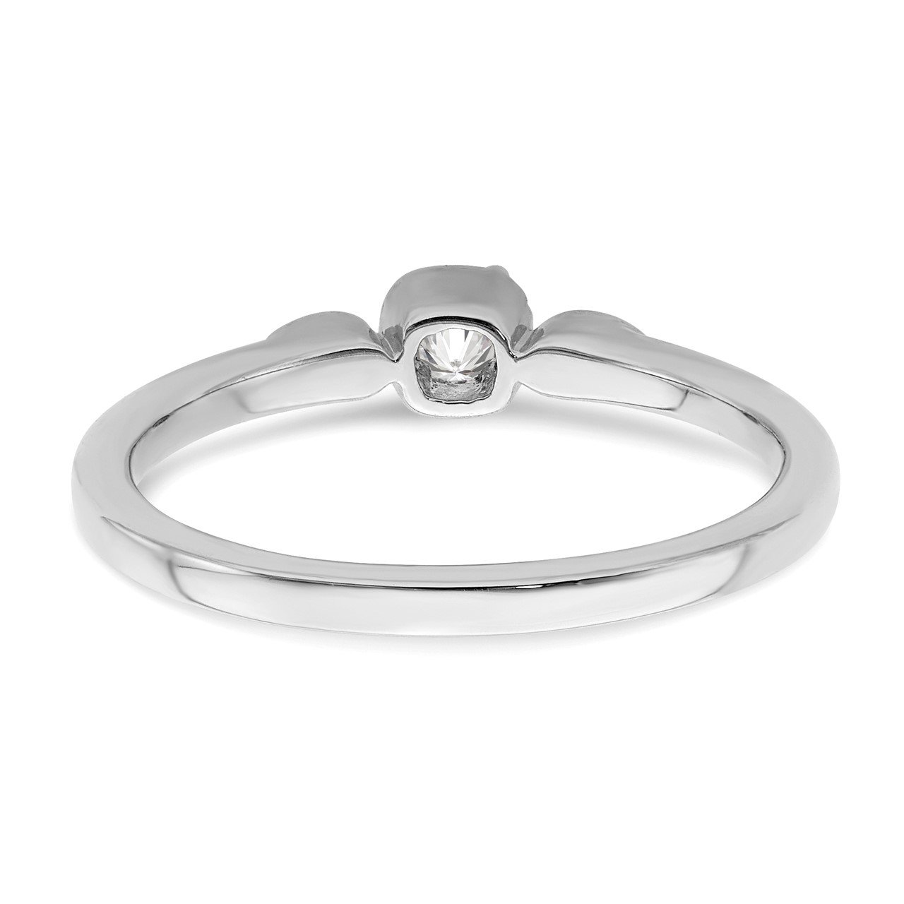14k White Polish Petite Rope Edge Cushion Complete Dia Ring-5