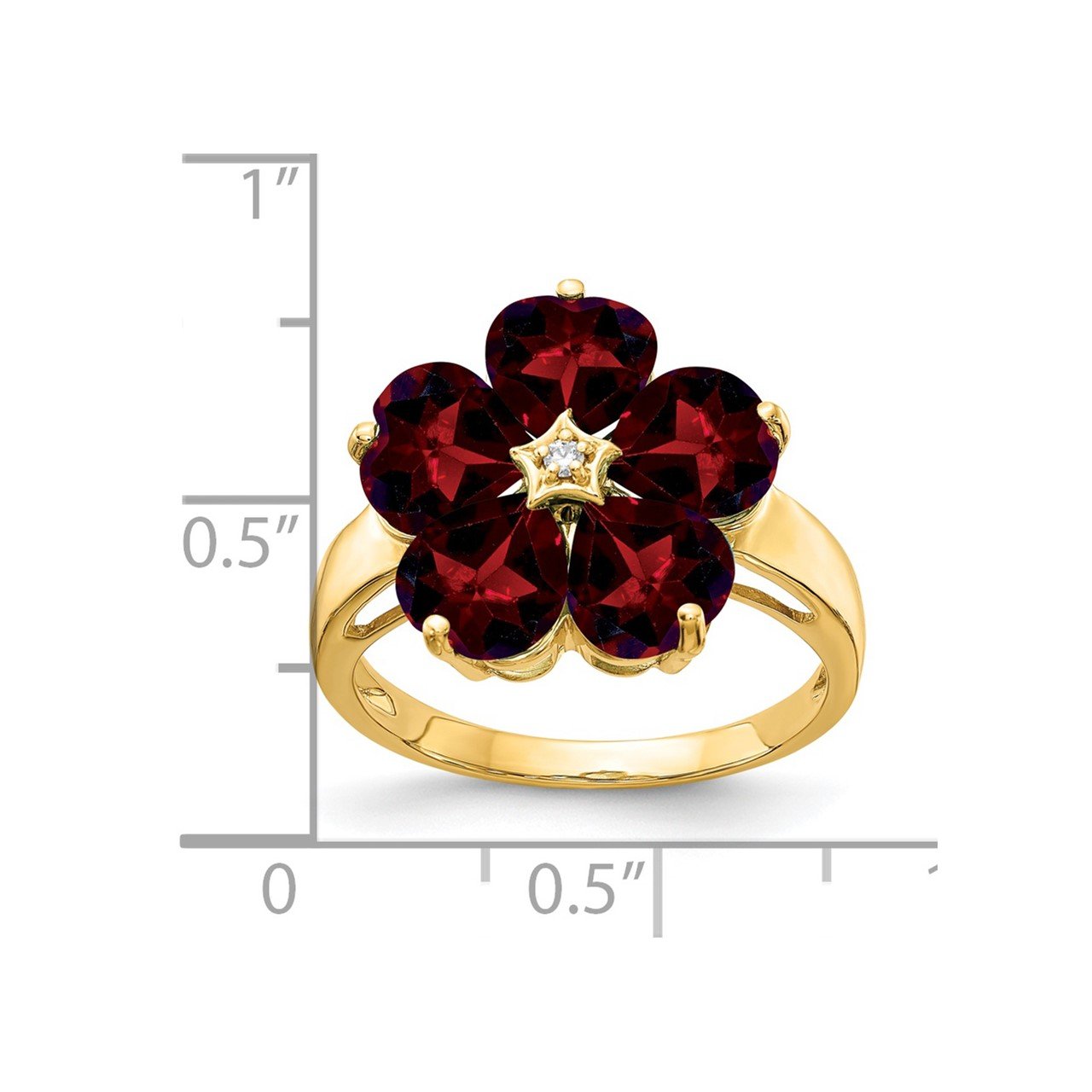 14k 6mm Heart Garnet AA Diamond ring-1