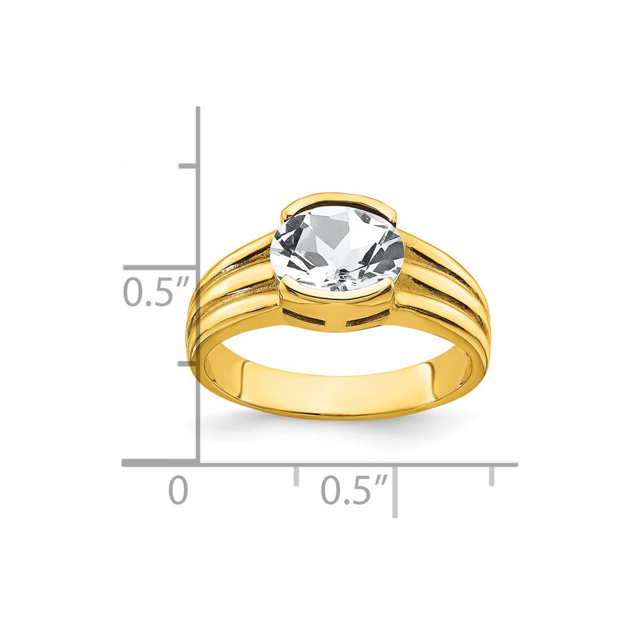 14k 8x6mm Oval Cubic Zirconia Ring-2