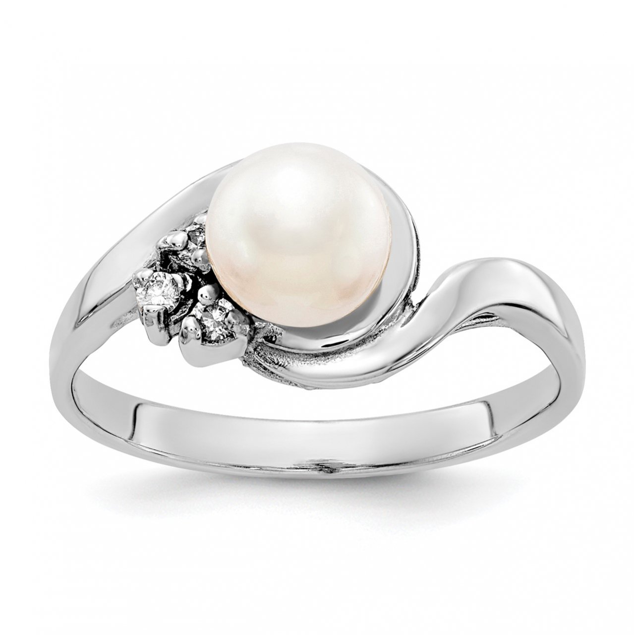 14k 6mm FW Cultured Pearl VS Diamond ring
