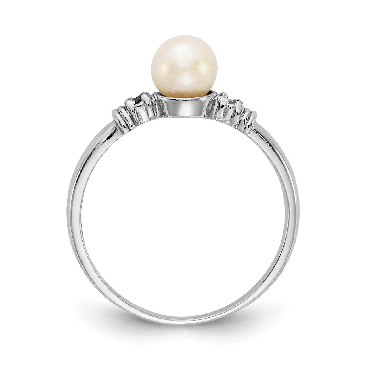 14k White Gold 5mm FW Cultured Pearl AA Diamond ring-1