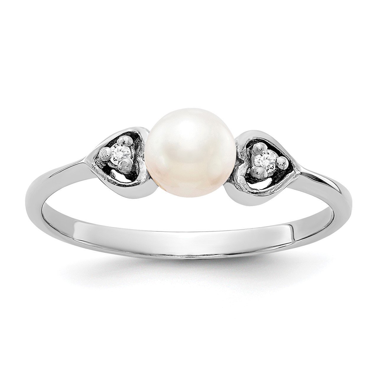 14k White Gold 4.5mm FW Cultured Pearl VS Diamond ring