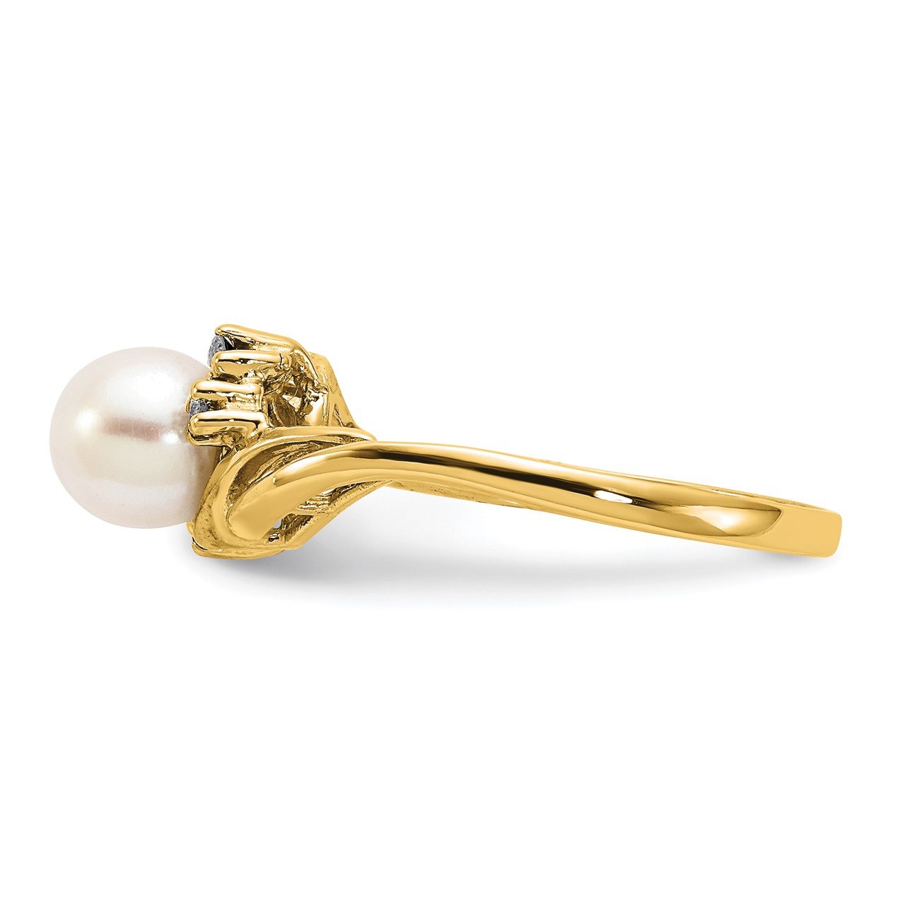 14k Gold 6mm FW Cultured Pearl A Diamond ring-3