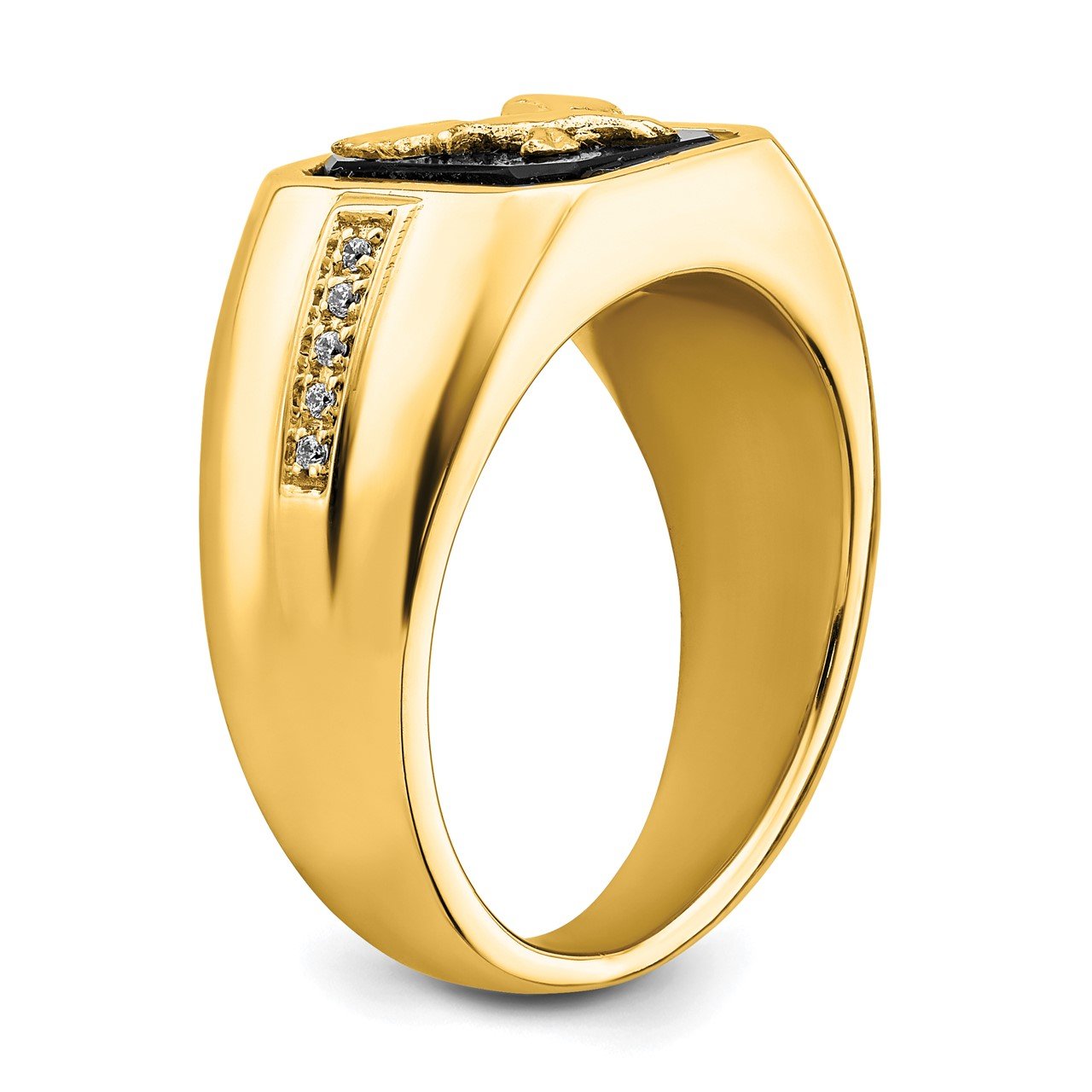 14k Onyx and Diamond Eagle Mens Ring-6