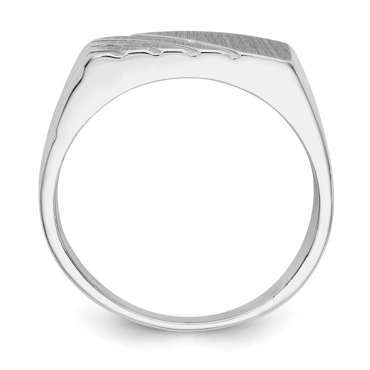 14k White Gold 7.5mm x 16.3mm Open Back Men's Signet Ring-1