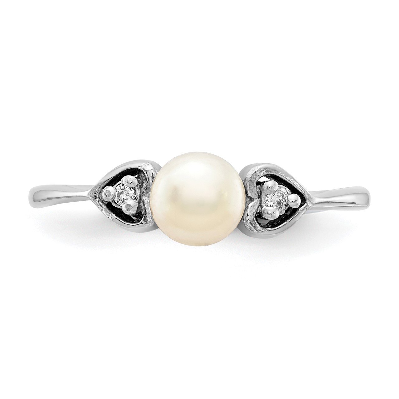 14k White Gold 4.5mm FW Cultured Pearl VS Diamond ring-3