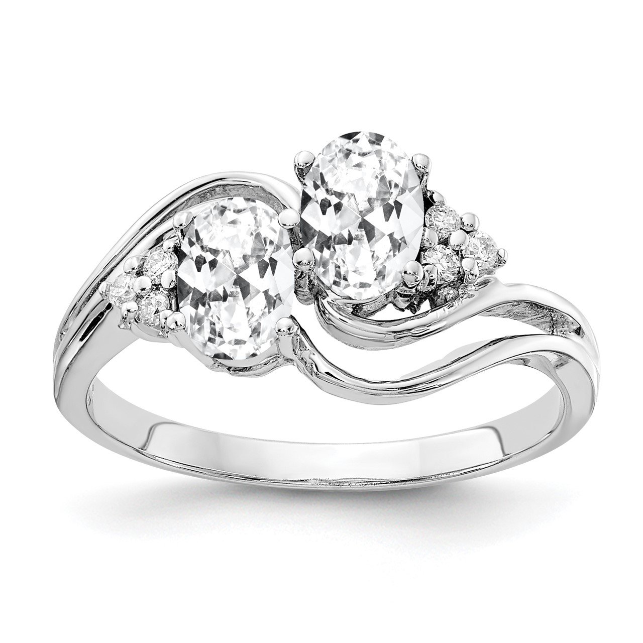 14k White Gold 6x4mm Oval Cubic Zirconia A Diamond ring