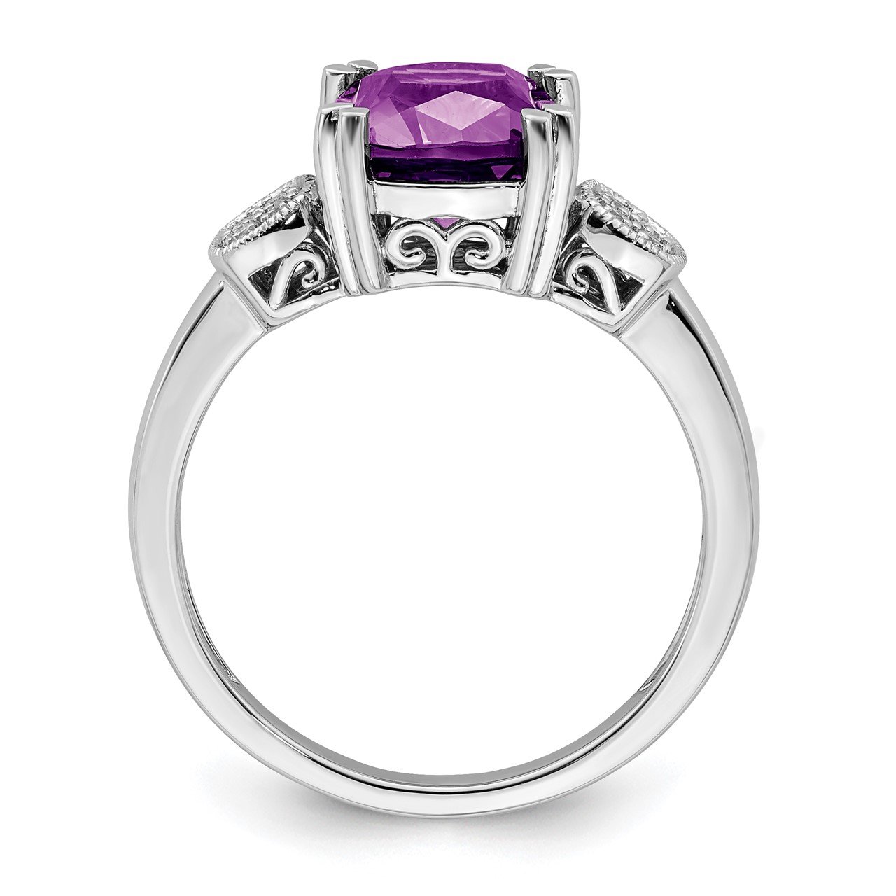 14k White Gold Amethyst and Diamond Ring-1