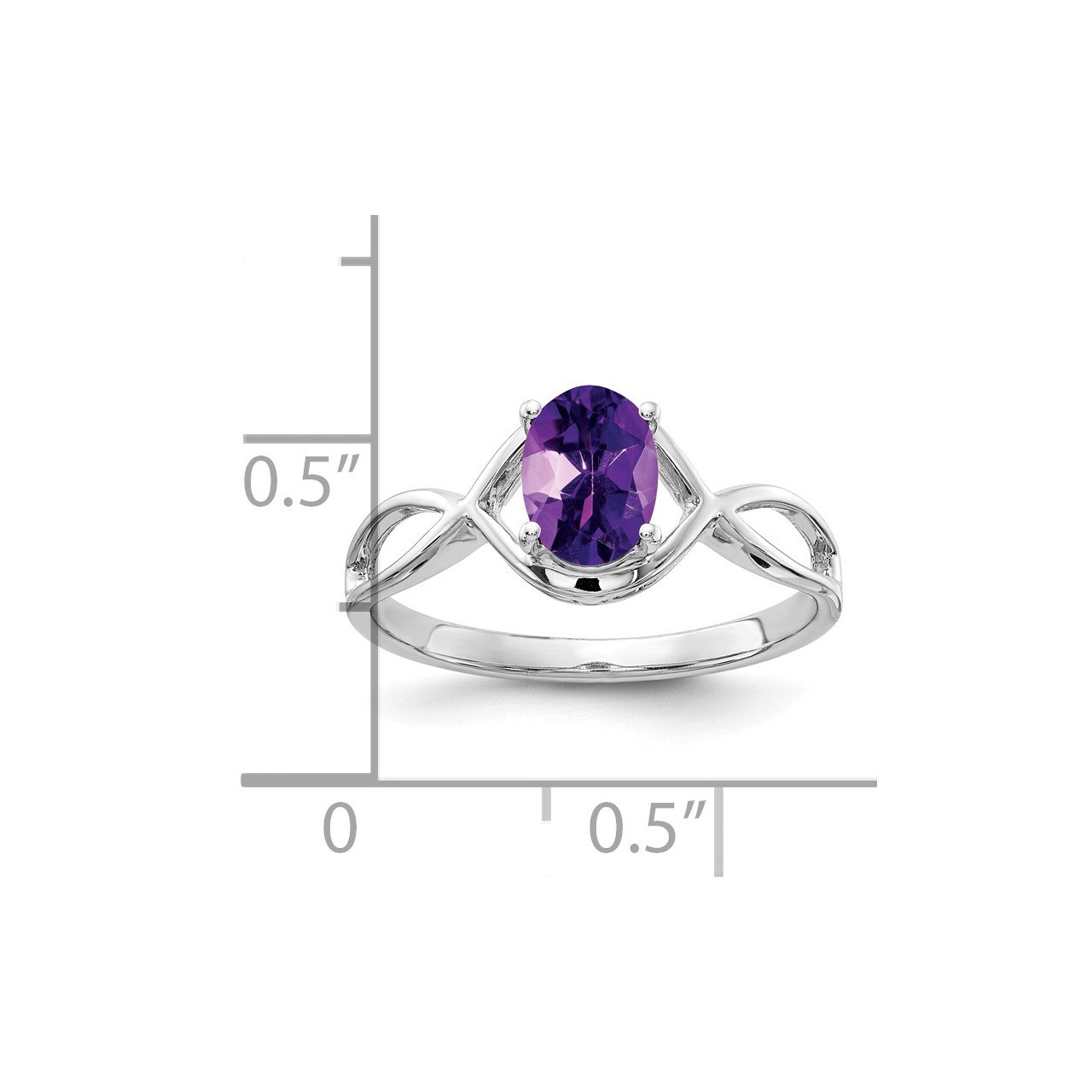 14k White Gold 7x5mm Oval Amethyst Ring-1