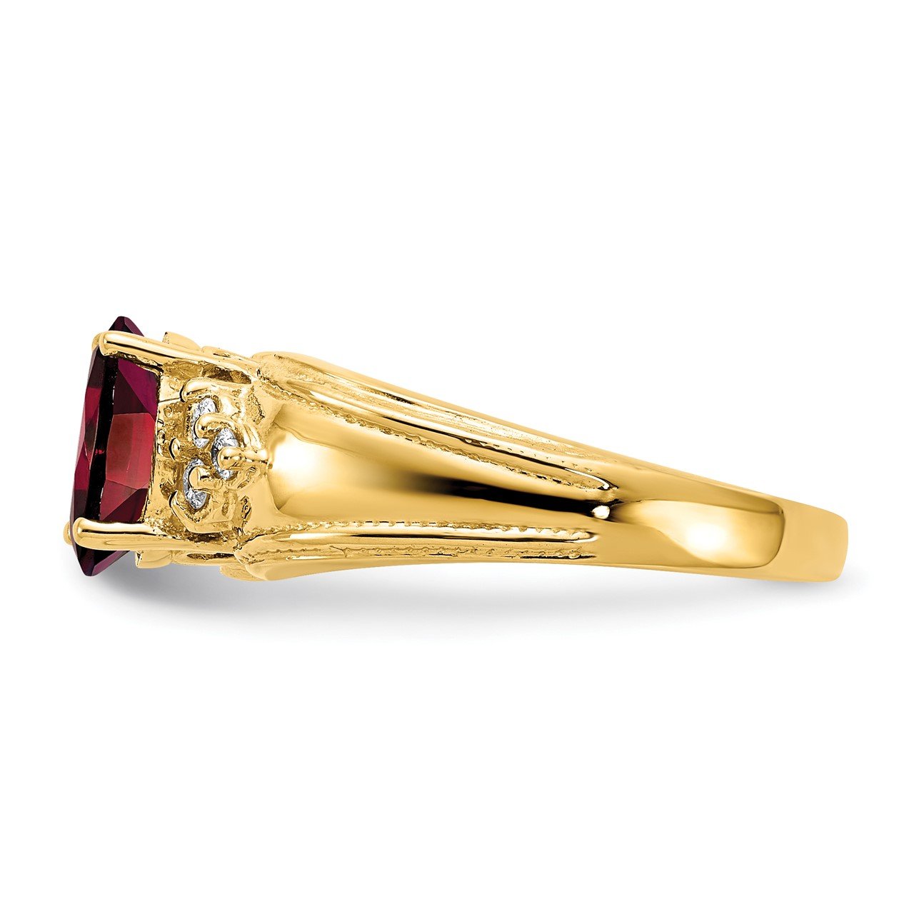 14k 8x6mm Oval Garnet A Diamond ring-3