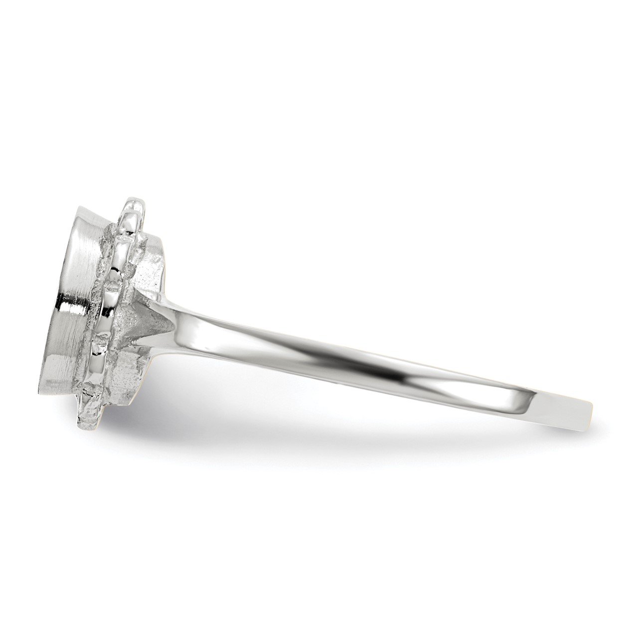 14k White Gold 7.0x6.5mm Open Back Signet Ring-2