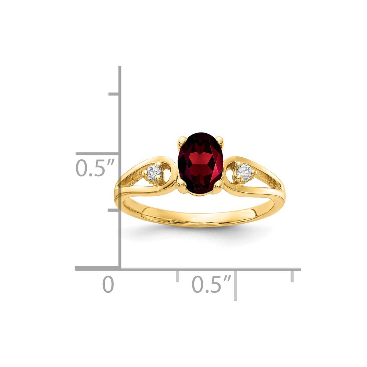 14k 7x5mm Oval Garnet Checker A Diamond ring-1