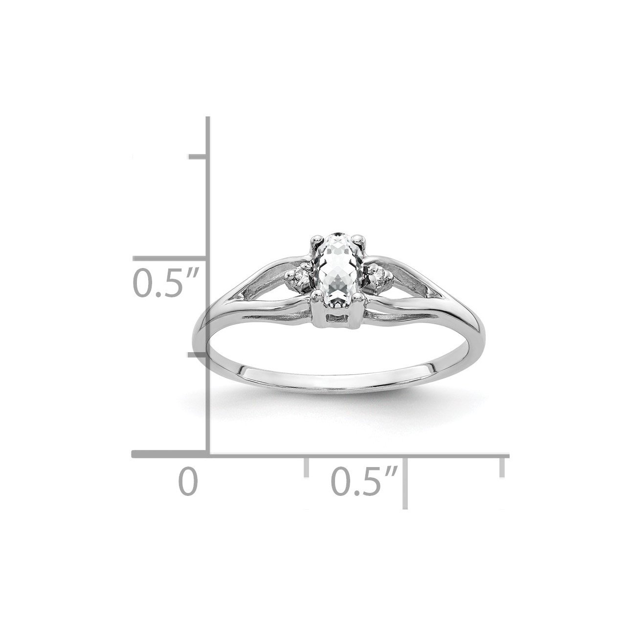 14k White Gold 5x3mm Oval Cubic Zirconia AA Diamond ring-1