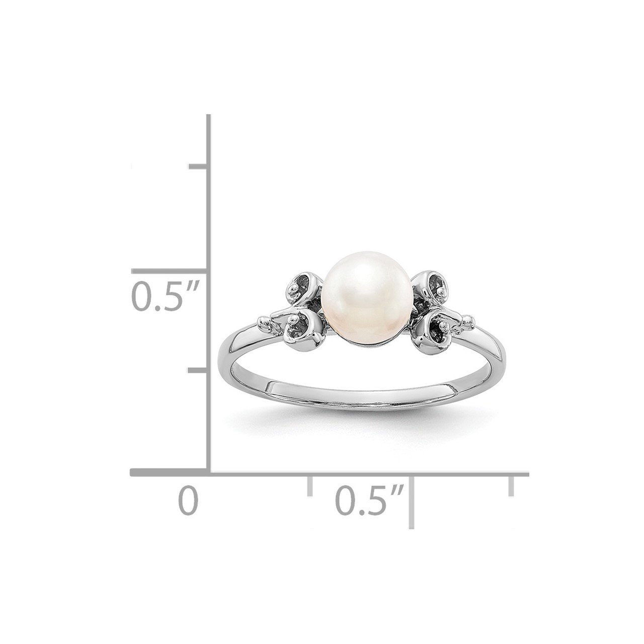 14k White Gold 5.5mm FW Cultured Pearl ring-4