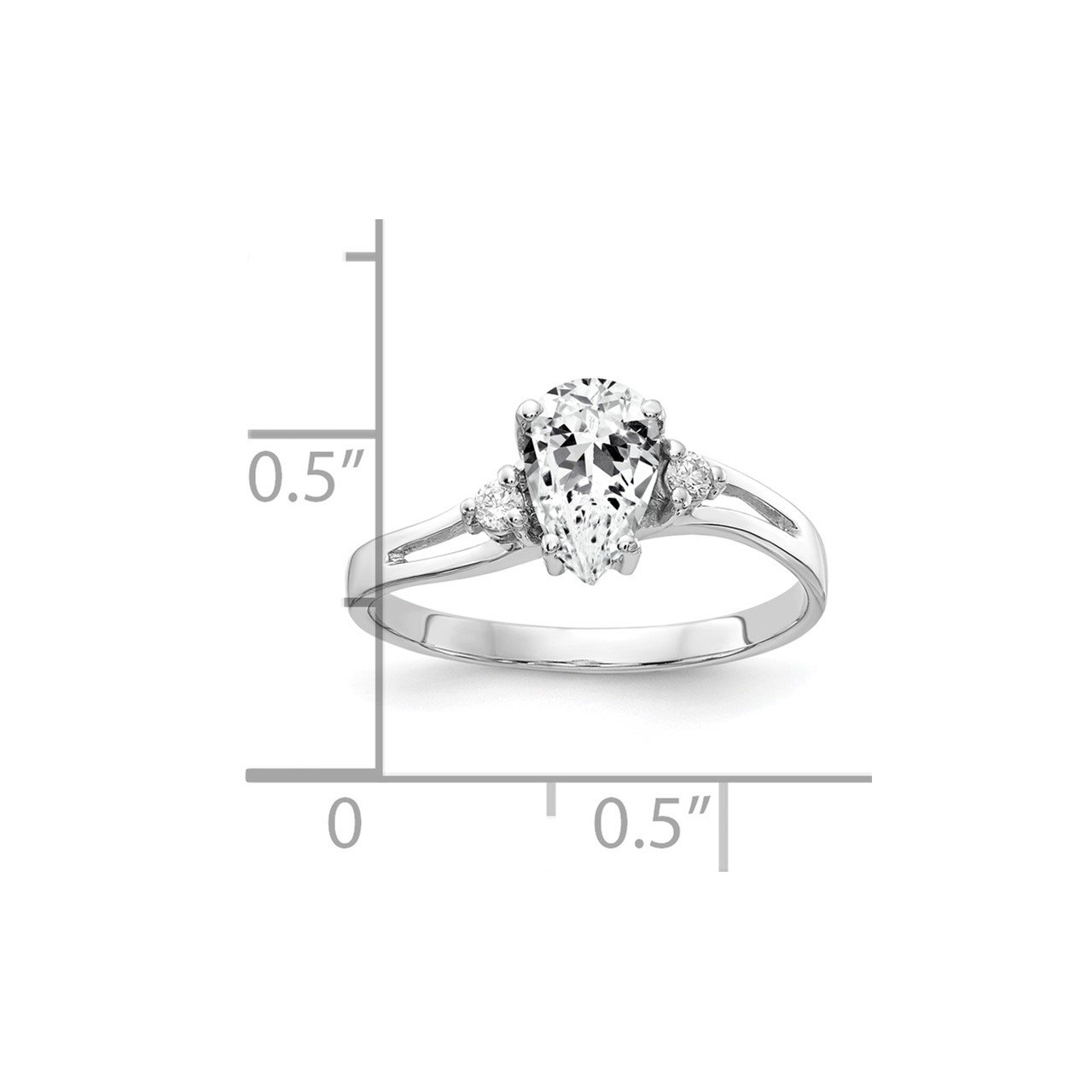 14k White Gold 7x5mm Pear Cubic Zirconia AAA Diamond ring-1
