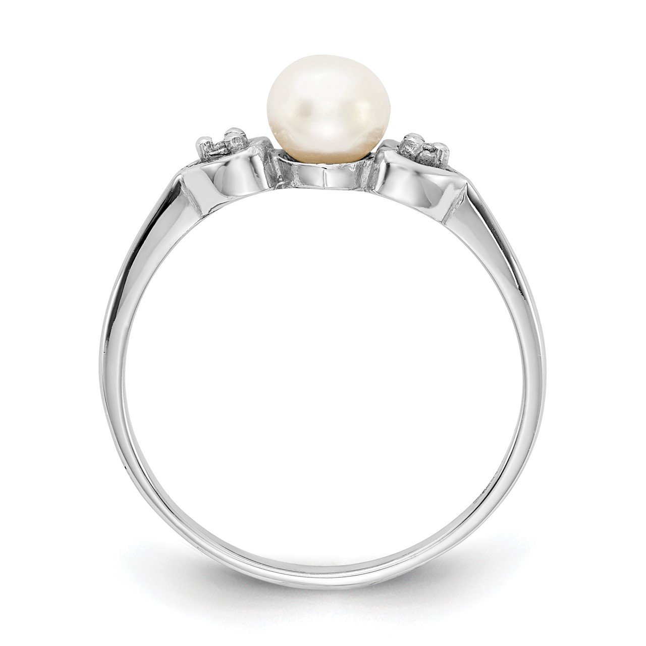 14k White Gold 4.5mm FW Cultured Pearl VS Diamond ring-1