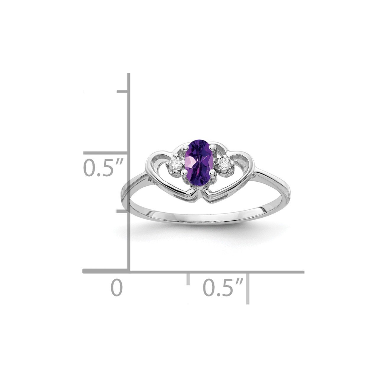 14k White Gold 5x3mm Oval Amethyst AA Diamond ring-1