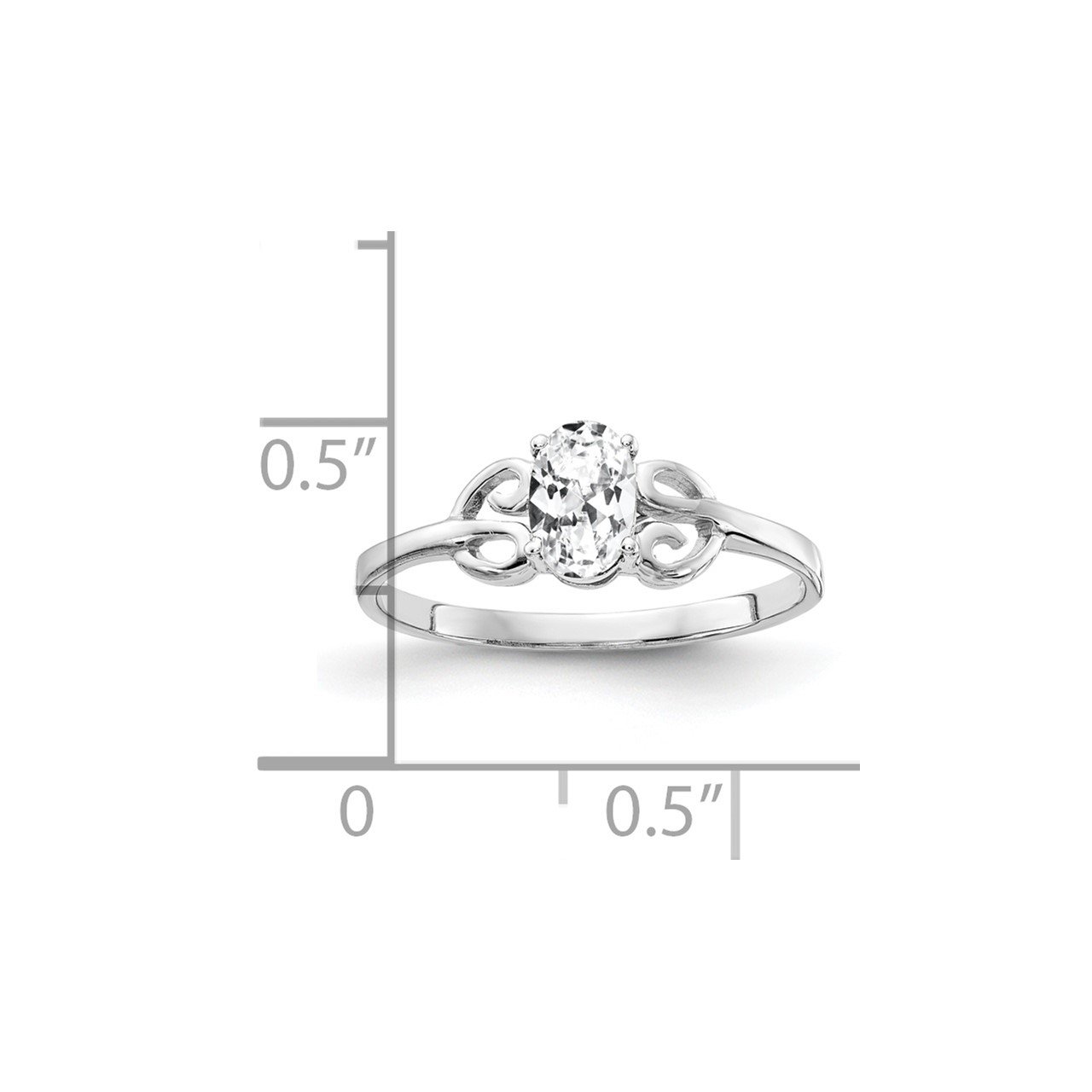 14k White Gold 6x4mm Oval Cubic Zirconia ring-1