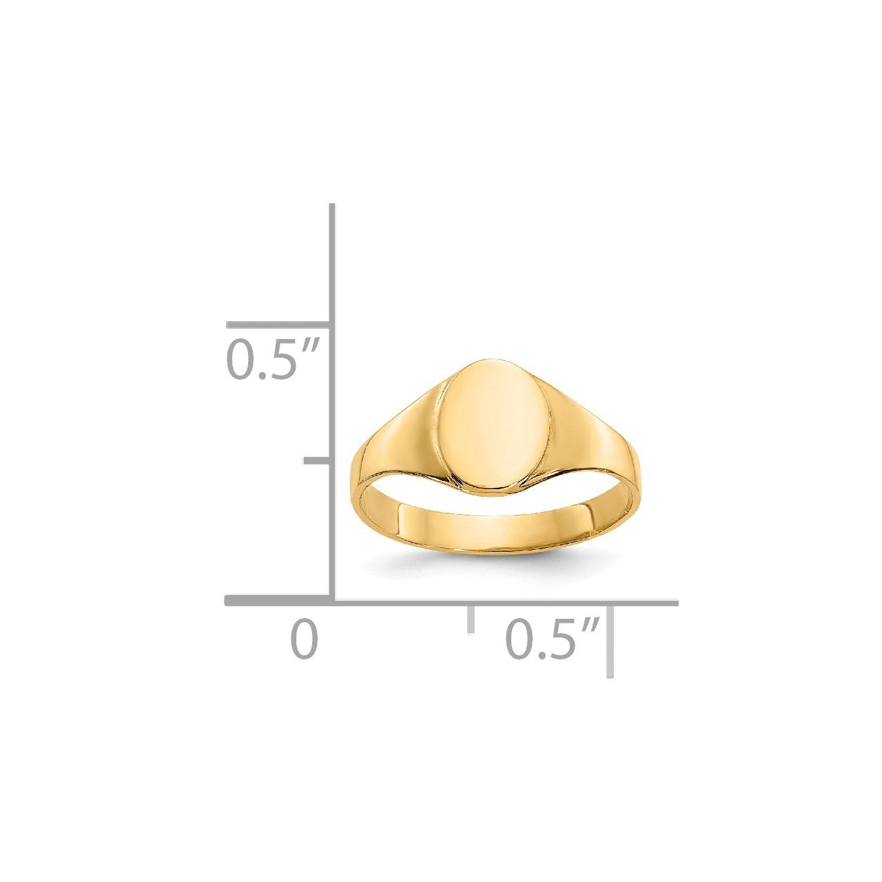 14k High Polished Oval Baby Signet Ring-2