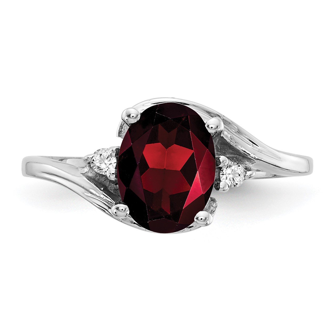 14k White Gold 8x6mm Oval Garnet AA Diamond ring-4