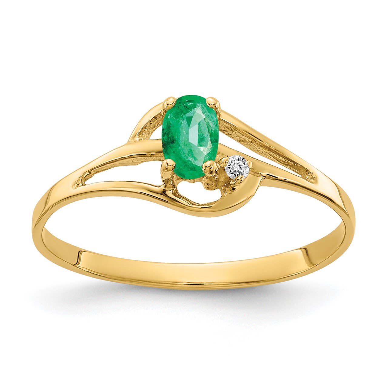 14k 5x3mm Oval Emerald AA Diamond ring