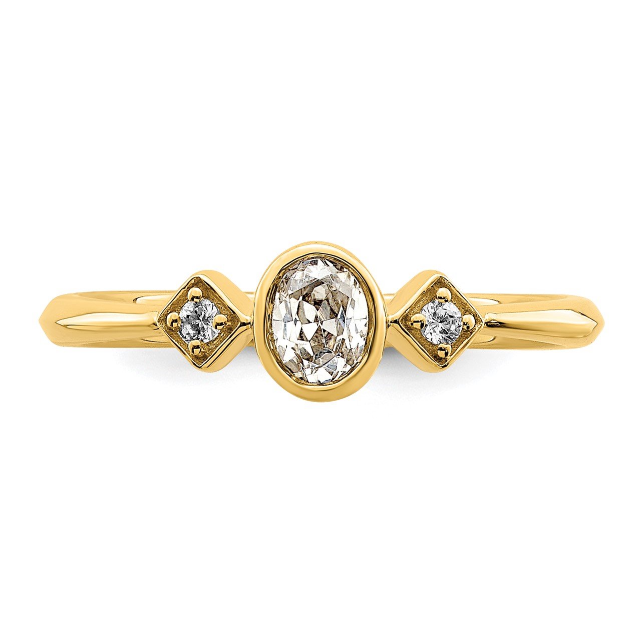 14k Polish Petite Oval Complete Dia Ring-3