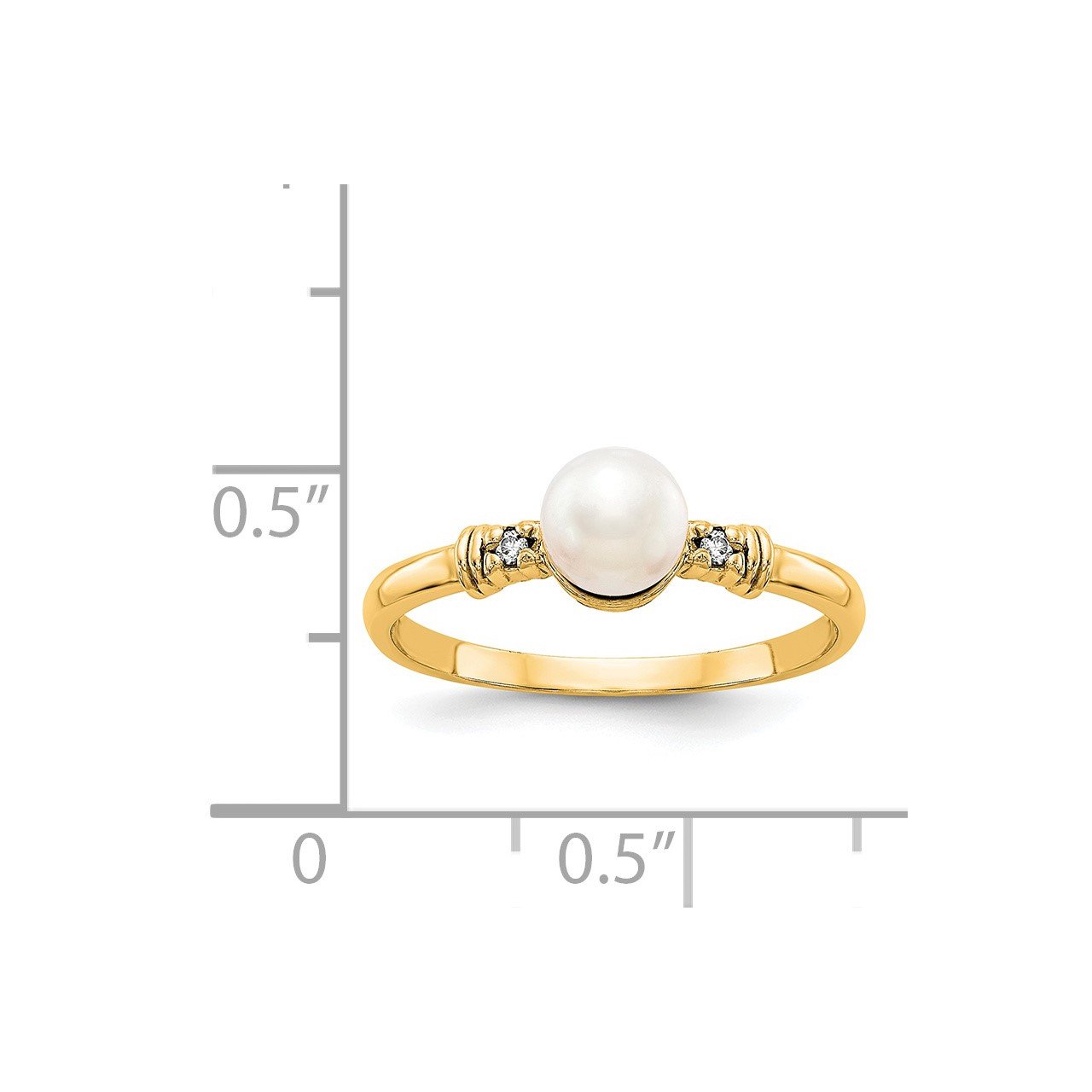 14k 5mm FW Cultured Pearl AAA Diamond ring-1
