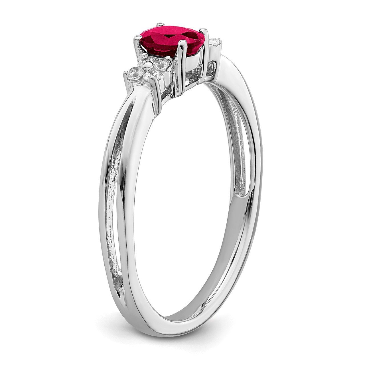 14k White Gold Oval Ruby and Diamond Ring-6