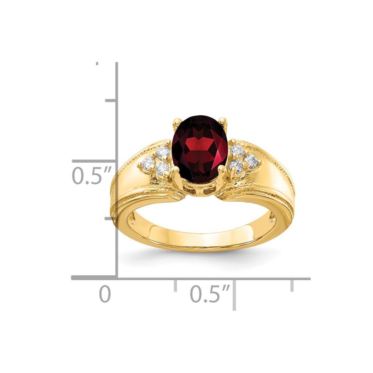 14k 8x6mm Oval Garnet A Diamond ring-2