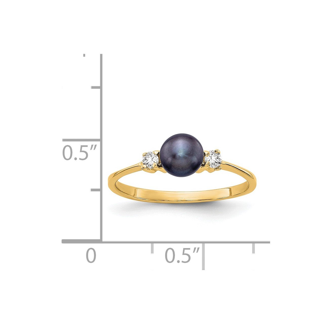 14k 5mm Black FW Cultured Pearl VS Diamond ring-1